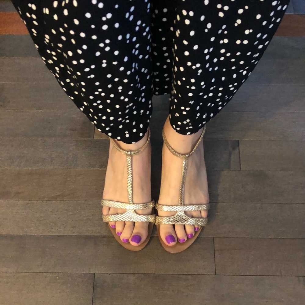 Gold T Bar Sandals